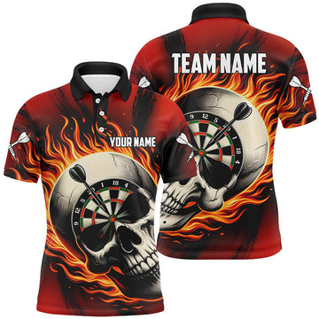 Flaming Dart Skull Darts Shirt For Men Custom Team Shirt Men's Polo Shirt S-5XL