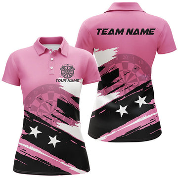 Custom Pink Darts Grunge Style Mother's Day Gift Women's Polo Shirts S-5XL