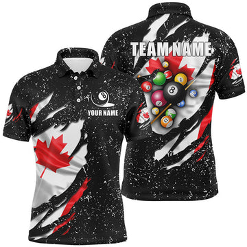 Grunge Canada Flag 3D Billiard Balls Polo Shirt Mens Polo Shirt S-5XL