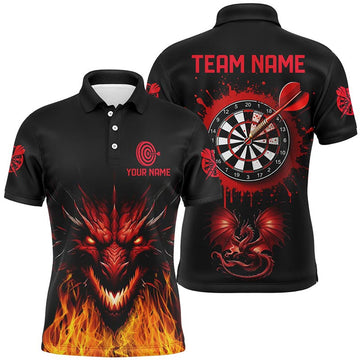 Custom Black Red Dragon Darts Jersey Team League Men's Polo Shirt S-5XL