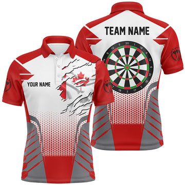 White Red Canada Flag Custom Patriotic Darts Men's Polo Shirt S-5XL