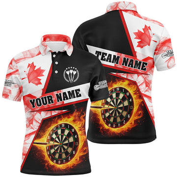 Custom Dart League Shirt Canada Flag Smoke Design Men's Polo Shirt S-5XL