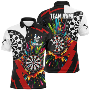 Personalized Colorful Dartboard Darts Shirt Custom Name Men's Polo Shirt S-5XL