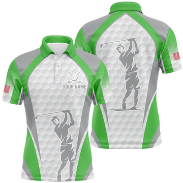 Custom White and Green Golf Shirt Custom Name Team Outfit Men's Polo Shirt S-5XL