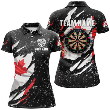 Custom Canada Flag Grunge Dartboard for Patriotic Darts Women's Polo Shirts S-5XL