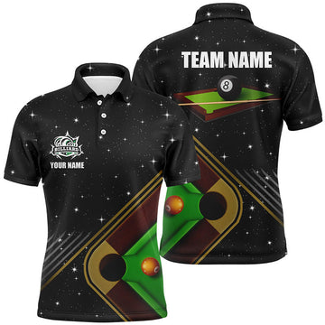 Personalized Billiard Pool Table 3D 8 Ball Funny League Mens Polo Shirt S-5XL