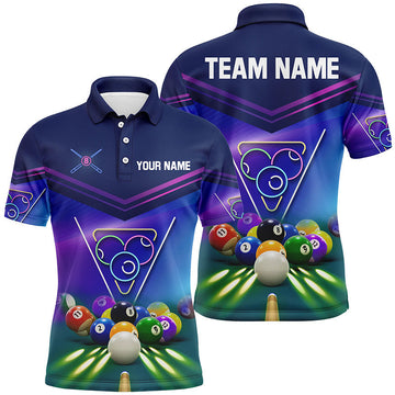 Neon Light Billiard Balls Personalized Pool Shirt Size S-5XL Men's Polo Shirt
