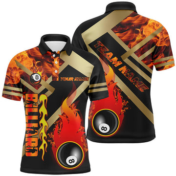 Personalized Fire Flame 3D Printed Billiard Jersey Men's Polo Shirt S-5XL