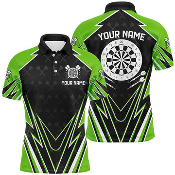 Custom Black Green Dartboard Men's Darts Polo Shirt S-5XL with Custom Name