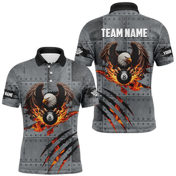 Personalized Eagle 8 Ball Fire Billiard Polo Shirt for Men S-5XL