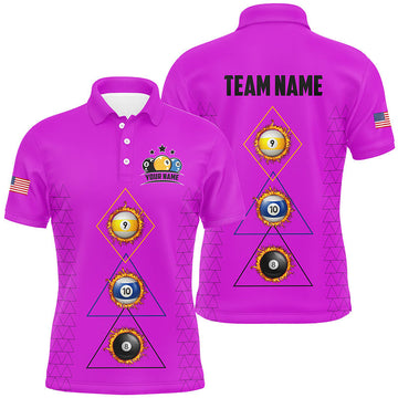 Personalized Billiard 8 Ball 9 Ball 10 Ball Shirt for Men Men's Polo Shirt