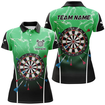 Custom Personalized Dartboard Green 3D Darts Team Women's Polo Shirts S-5XL