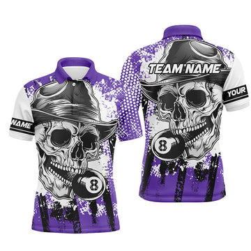 Personalized Purple Billiard Skull 8 Ball Custom Jersey Men Polo Shirt S-5XL