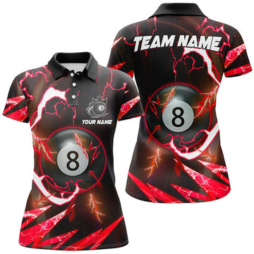 Custom Red 8 Ball Pool Polo Shirts for Billiard Team Women's Polo Shirts S-5XL