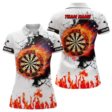 Custom Orange Dartboard Fire Flame 3D for Darts Team Women's Polo Shirts S-5XL