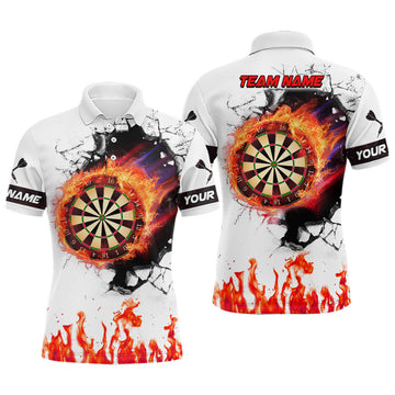 Orange Dartboard Fire Flame 3D Darts Shirt Custom Men's Polo Shirt S-5XL