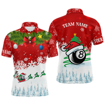 Funny Christmas Billiard 8 Ball Pool Custom Shirt for Billiard Lovers Men's Polo Shirt S-5XL