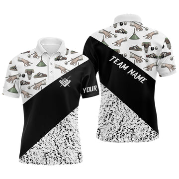 Custom Grunge Black White Full Printing Billiard Polo Shirts For Men Polo Shirt Size S-5XL