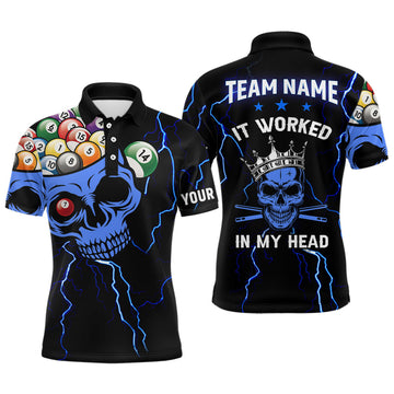 Personalized 3D Skull Billiards Full Print Mens Polo Shirt S-5XL