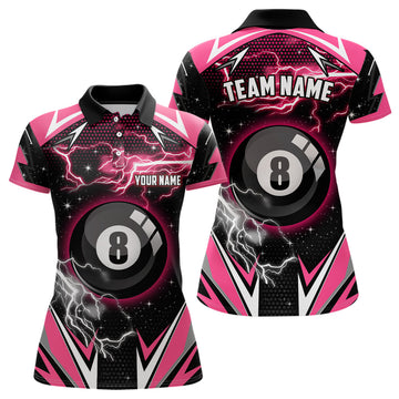 Custom Pink 8 Ball Pool Billiard for Valentine Sports Women's Polo Shirts S-5XL