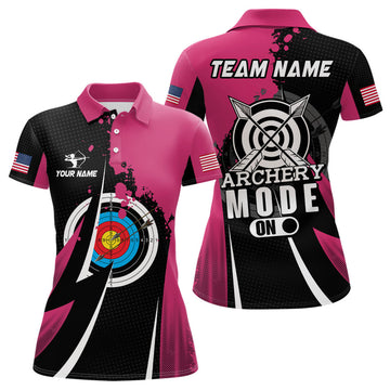 Custom Pink Archery Valentine Sport for Women's Polo Shirts S-5XL