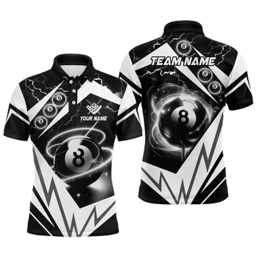 White 8 Ball Pool Billiard Jersey Custom Team League Men's Polo Shirt S-5XL