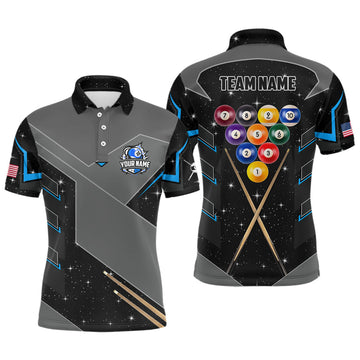 Personalized 10 Ball Pool Billiard Custom Attire Mens Polo Shirt S-5XL
