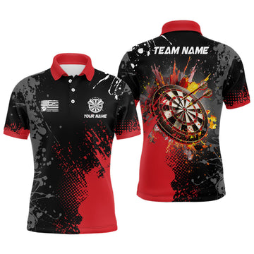 Personalized Red 3D Dartboard Darts Custom Team Attire Men's Polo Shirt S-5XL