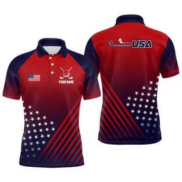 Custom Patriotic American Flag Custom Golf Shirt Best Men's Polo Shirt S-5XL