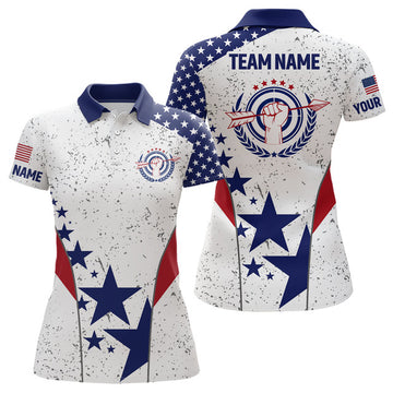 Custom Patriotic Grunge US Flag Archery Shirts for Women Women's Polo Shirts S-5XL