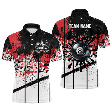 Personalized Billiard 8 Ball Grunge Style Pool Attire Men's Polo Shirt S-5XL