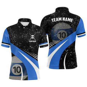 Grunge Style 10 Ball Pool Billiard Jerseys Custom Men's Polo Shirt S-5XL