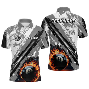 Personalized Billiard Cue 8 Ball Pool Grunge Style Men's Polo Shirt S-5XL