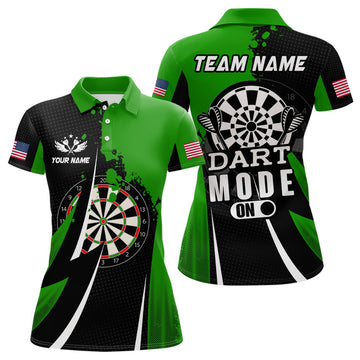 Custom Green Dart Mode On Personalized Women's Polo Shirts S-5XL