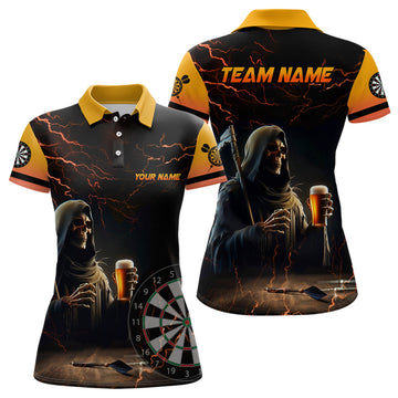 Custom Funny Death Skull Beer Darts Polo Shirts For Women S-5XL