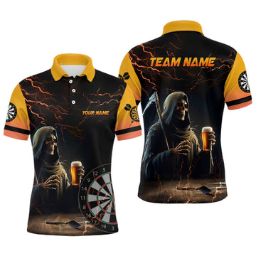Funny Death Skull Beer Darts Custom Men's Polo Shirt S-5XL