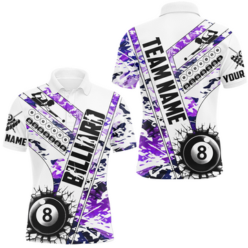 Cracky Billiard 8 Ball Pool Camo Custom Team League Men's Polo Shirt S-5XL