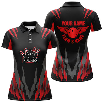 Custom Name Kingpins Red Polo Bowling Shirt for Design Women's Polo Shirts S-5XL