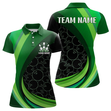 Custom Lucky Green Bowling Team for St. Patrick Day Women's Polo Shirts S-5XL