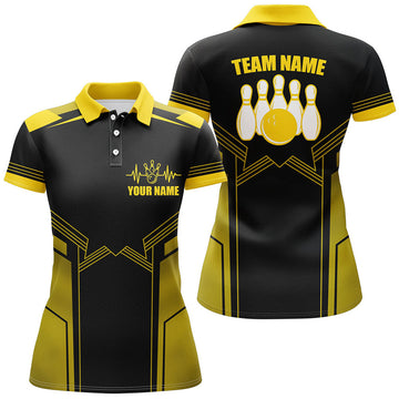Custom Name Yellow Bowling Shirt for Bowling Team Uniform Women's Polo Shirts S-5XL