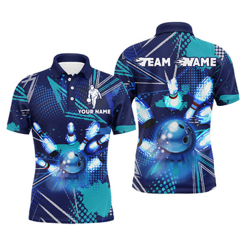 Custom Blue Bowling Polo Shirt Size S-5XL Men's Polo Shirt