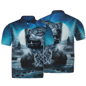 Colorful Wolf 3D All Over Print Men's Polo Shirt S-5XL