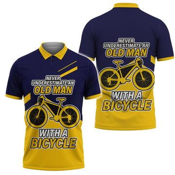 Never Underestimate An Old Man Cycling Men's Polo Shirt S-5XL