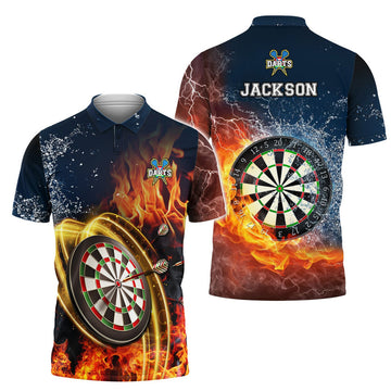 Custom Dart On Fire Personalized Name Darts Fanclub Men's Polo Shirt S-5XL