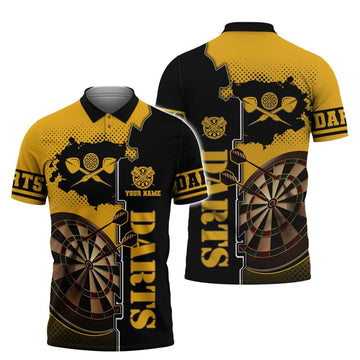 Personalized Dart In My Heart All Over Print Black Yellow Men's Polo Shirt S-5XL