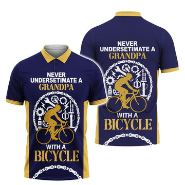 Cycling Grandpa Graphic Men's Polo Shirt S-5XL