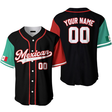 Custom Mexican Flag Baseball Jersey Custom Name Baseball Jersey S-5XL
