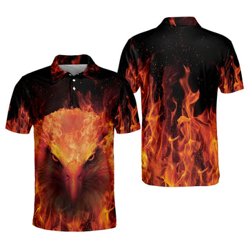 American Eagle Fire Pattern Cool Polo Shirt Gift for Men Men's Polo Shirt S-5XL
