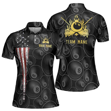 Personalized Name and Team Billiards Pool Club Women 3D Polo Shirt Size S-5XL