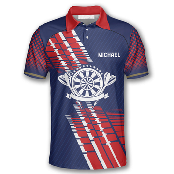 Custom Darts Blue Red Geometric Pattern Polo Shirt for Men S-5XL
